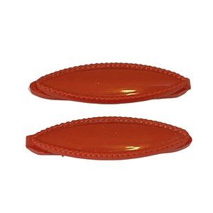 2 Vintage Goody USA Red Hair Clips Plastic 1.5” Snap Barrettes Grip